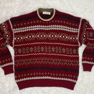 Vintage Berwick Men’s Knit Fair Isle Sweater Size XL Made In USA 90s Y2K Grandpa